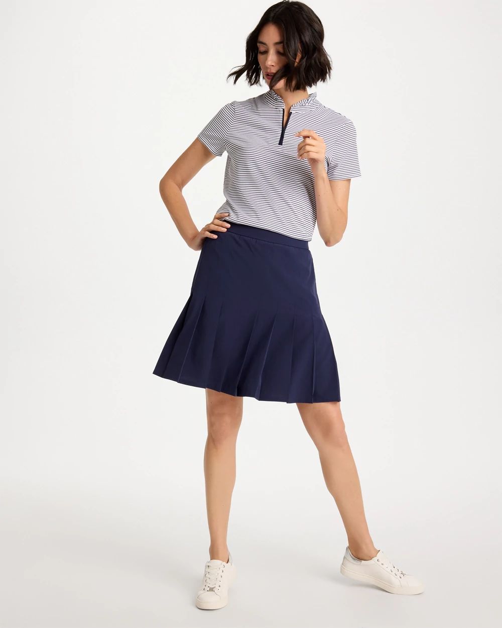 Zenergy® UPF Ruffle Striped Half Zip | Chico's
